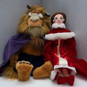 Disney Beast and Belle Plush Set - Beauty and the Beast, Winter Christmas attire